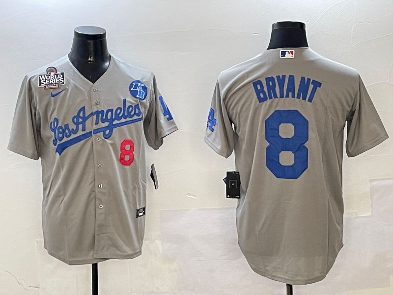 Men Los Angeles Dodgers #8 Bryant Grey Game 2025 Nike MLB Jersey style 4